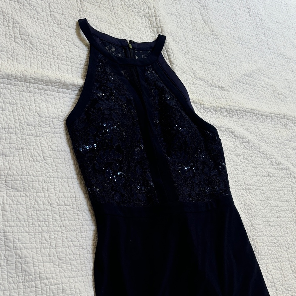 Elegant Black Sequin Halter Dress